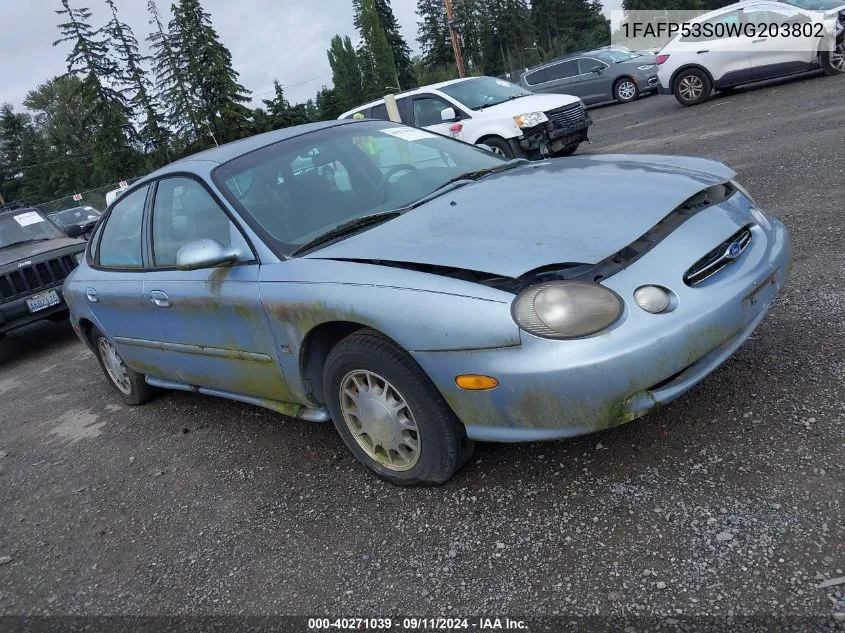 1998 Ford Taurus Se Comfort VIN: 1FAFP53S0WG203802 Lot: 40271039