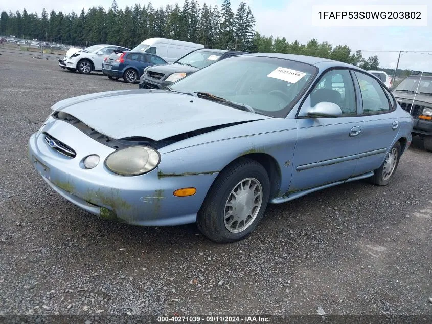 1998 Ford Taurus Se Comfort VIN: 1FAFP53S0WG203802 Lot: 40271039