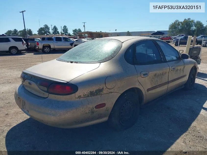 1999 Ford Taurus Se VIN: 1FAFP53U3XA320151 Lot: 40452284