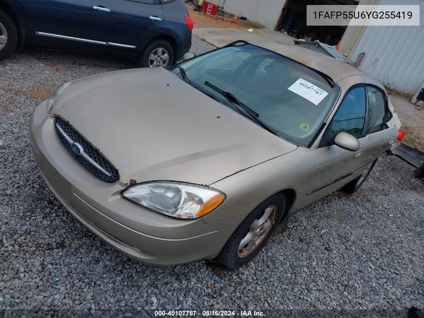 2000 Ford Taurus Ses VIN: 1FAFP55U6YG255419 Lot: 40107787