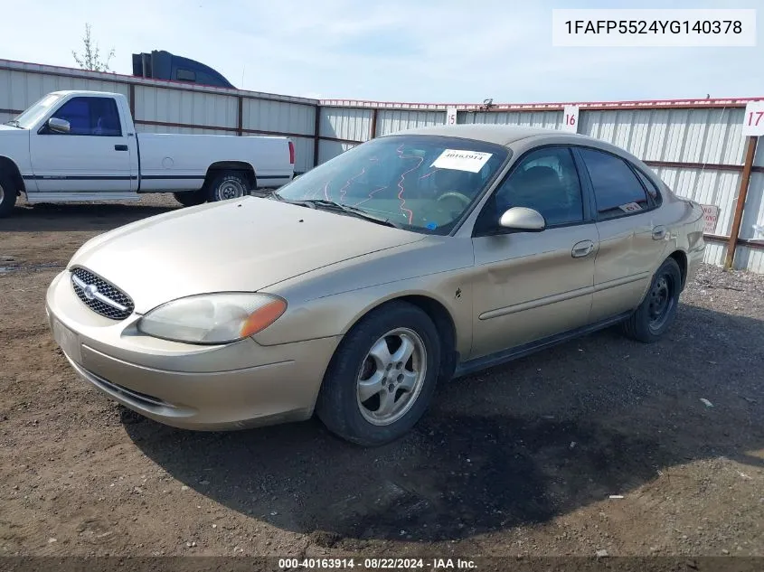 2000 Ford Taurus Ses VIN: 1FAFP5524YG140378 Lot: 40163914