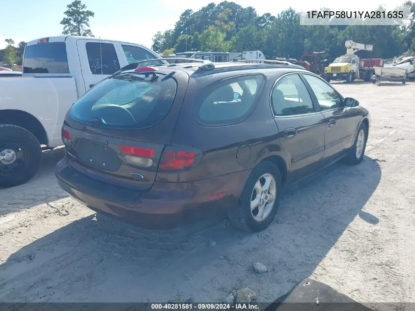 2000 Ford Taurus Se VIN: 1FAFP58U1YA281635 Lot: 40281581