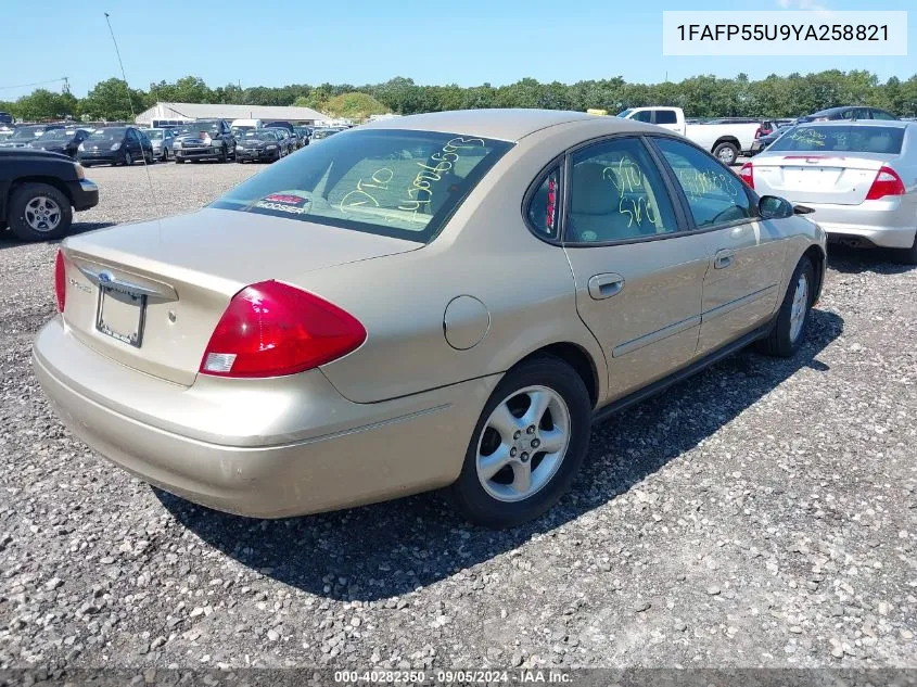 2000 Ford Taurus Ses VIN: 1FAFP55U9YA258821 Lot: 40282350