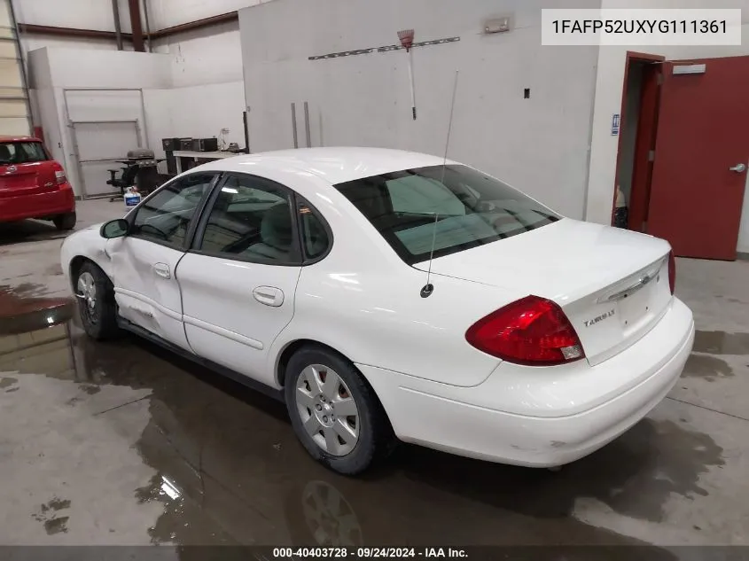 2000 Ford Taurus Lx VIN: 1FAFP52UXYG111361 Lot: 40403728