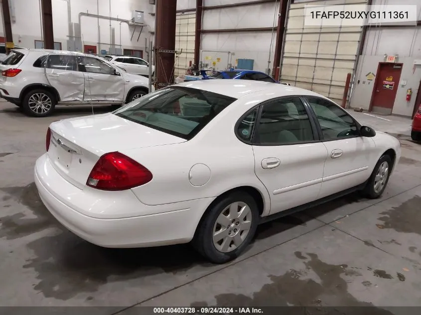 2000 Ford Taurus Lx VIN: 1FAFP52UXYG111361 Lot: 40403728