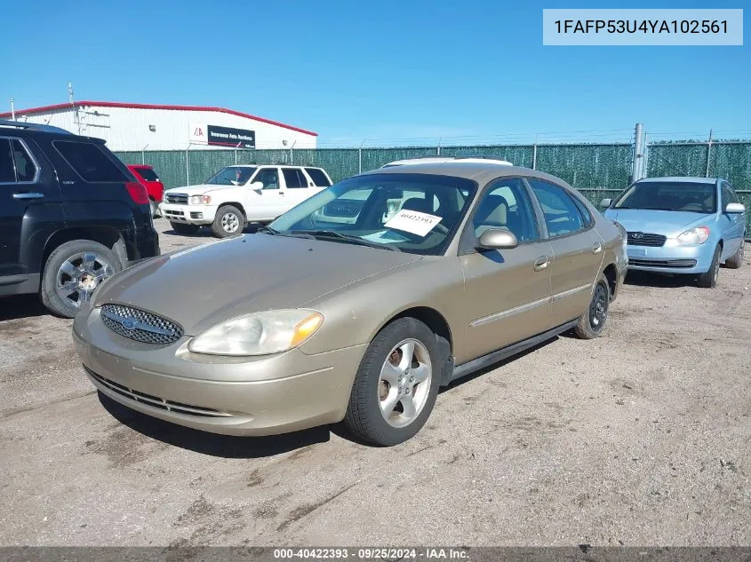 2000 Ford Taurus Se VIN: 1FAFP53U4YA102561 Lot: 40422393