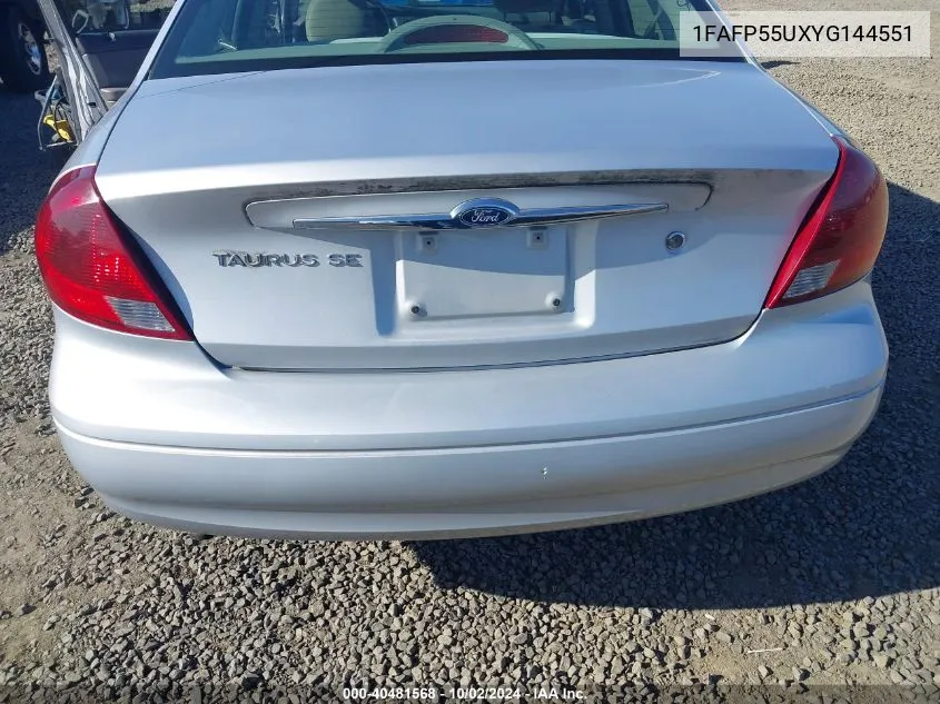 2000 Ford Taurus Ses VIN: 1FAFP55UXYG144551 Lot: 40481568