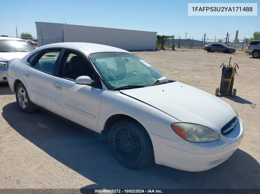 2000 Ford Taurus Se VIN: 1FAFP53U2YA171488 Lot: 40505272