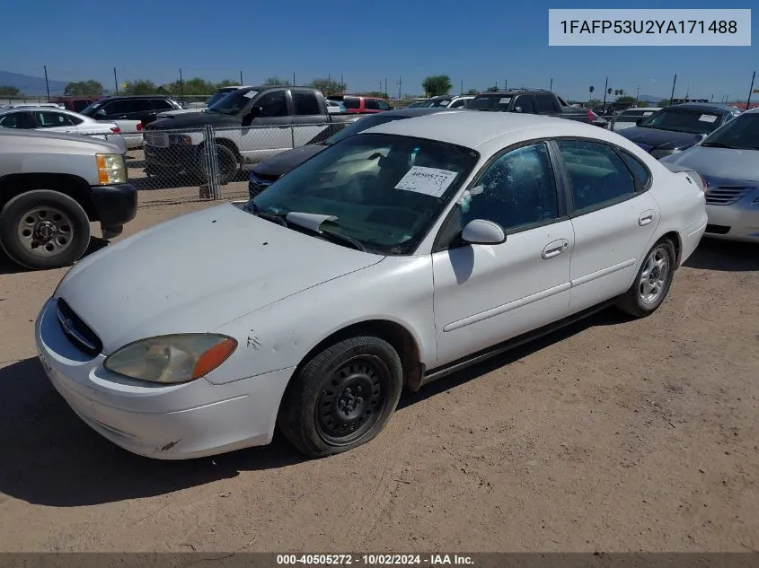 2000 Ford Taurus Se VIN: 1FAFP53U2YA171488 Lot: 40505272