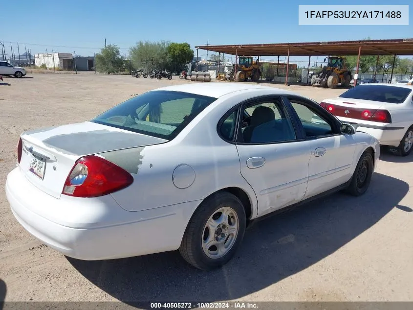 2000 Ford Taurus Se VIN: 1FAFP53U2YA171488 Lot: 40505272