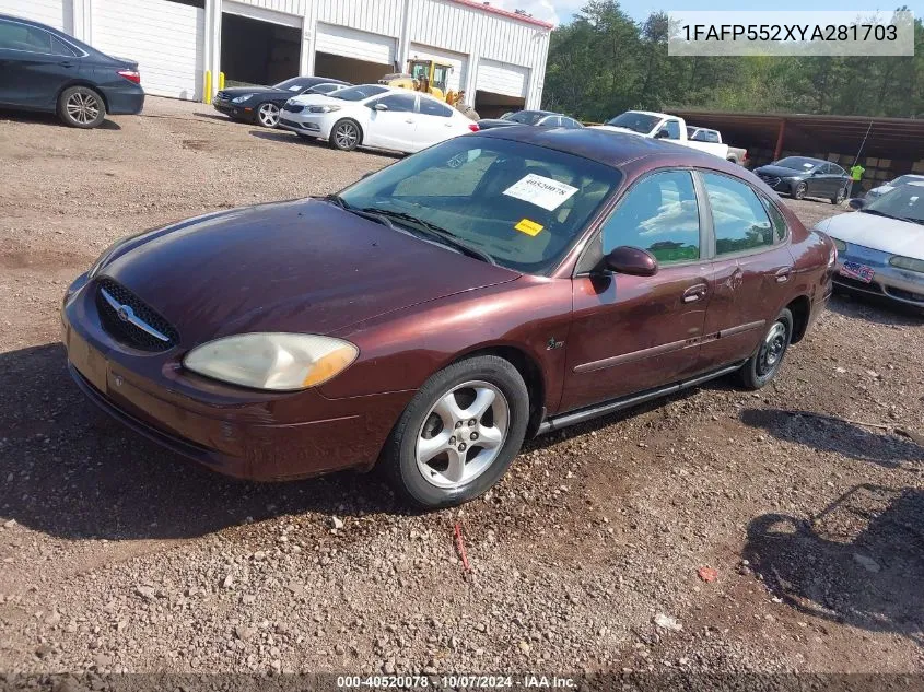 2000 Ford Taurus Ses VIN: 1FAFP552XYA281703 Lot: 40520078