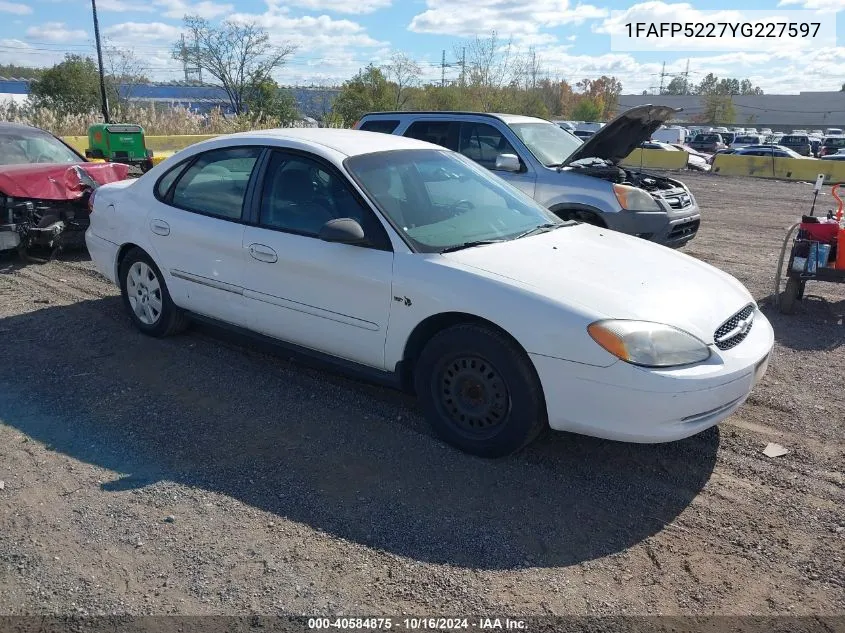 2000 Ford Taurus Lx VIN: 1FAFP5227YG227597 Lot: 40584875