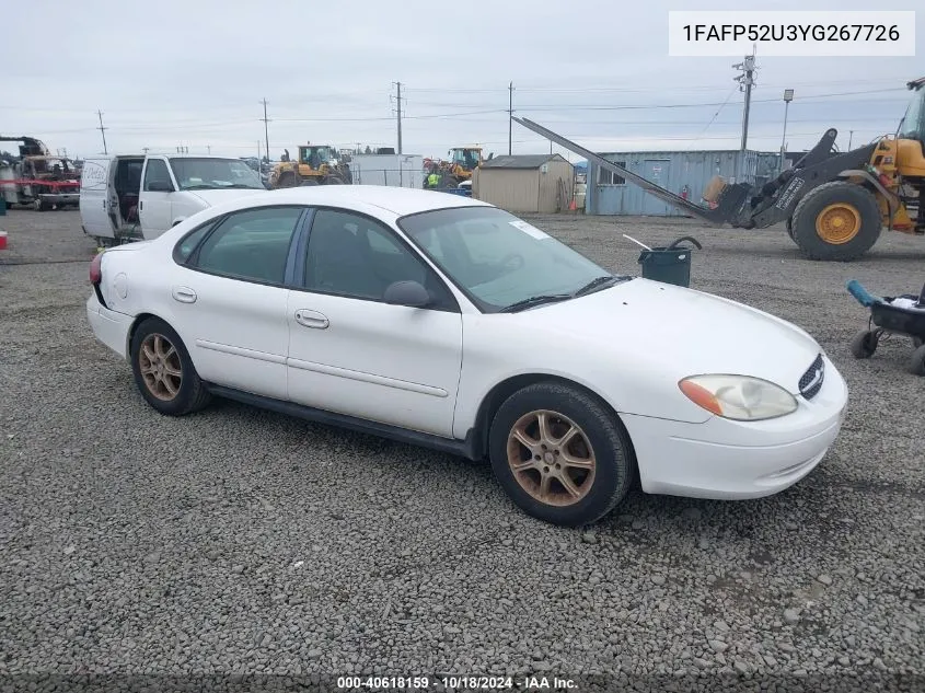 2000 Ford Taurus Lx VIN: 1FAFP52U3YG267726 Lot: 40618159