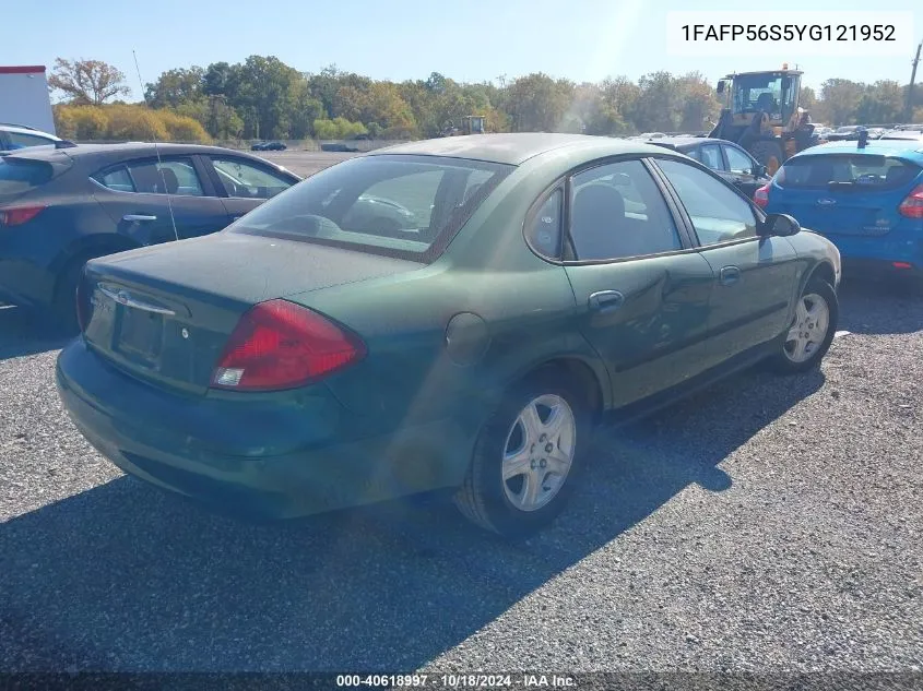 2000 Ford Taurus Sel VIN: 1FAFP56S5YG121952 Lot: 40618997