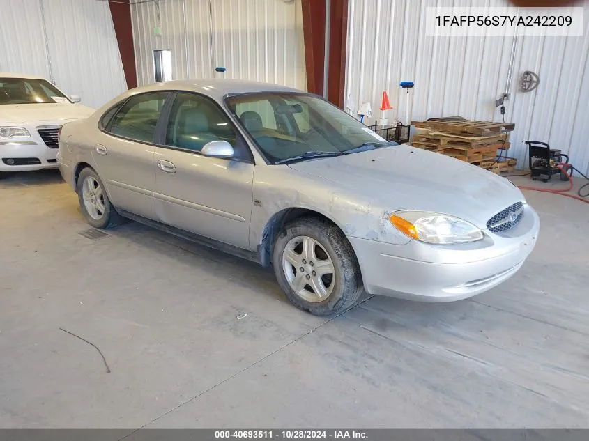 2000 Ford Taurus Sel VIN: 1FAFP56S7YA242209 Lot: 40693511