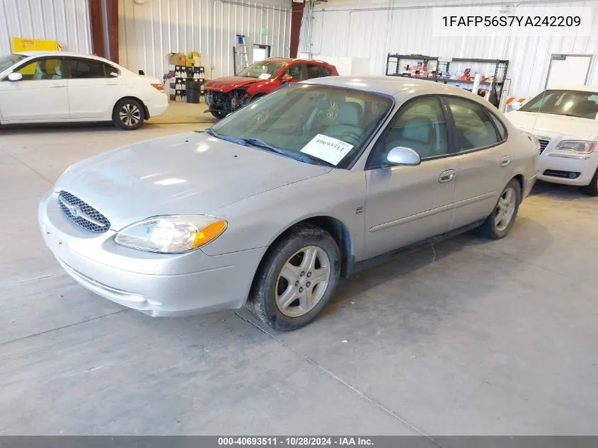 2000 Ford Taurus Sel VIN: 1FAFP56S7YA242209 Lot: 40693511