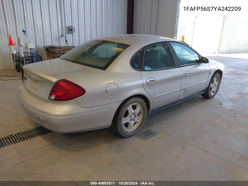 2000 Ford Taurus Sel VIN: 1FAFP56S7YA242209 Lot: 40693511