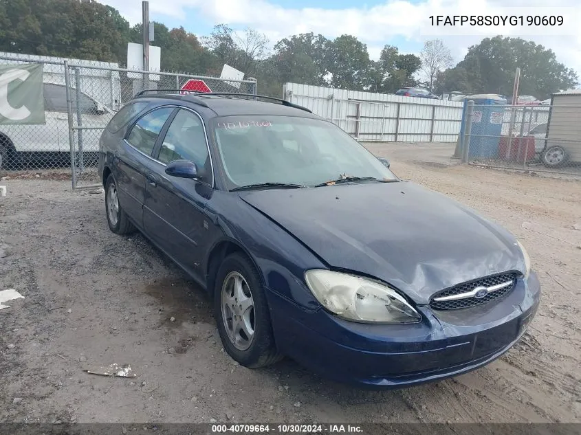 2000 Ford Taurus Se VIN: 1FAFP58S0YG190609 Lot: 40709664