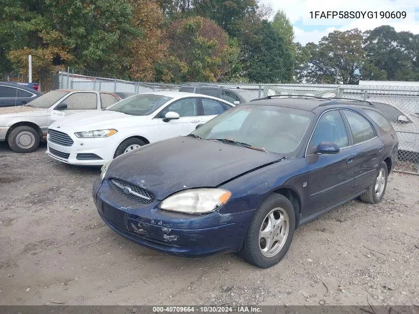 2000 Ford Taurus Se VIN: 1FAFP58S0YG190609 Lot: 40709664