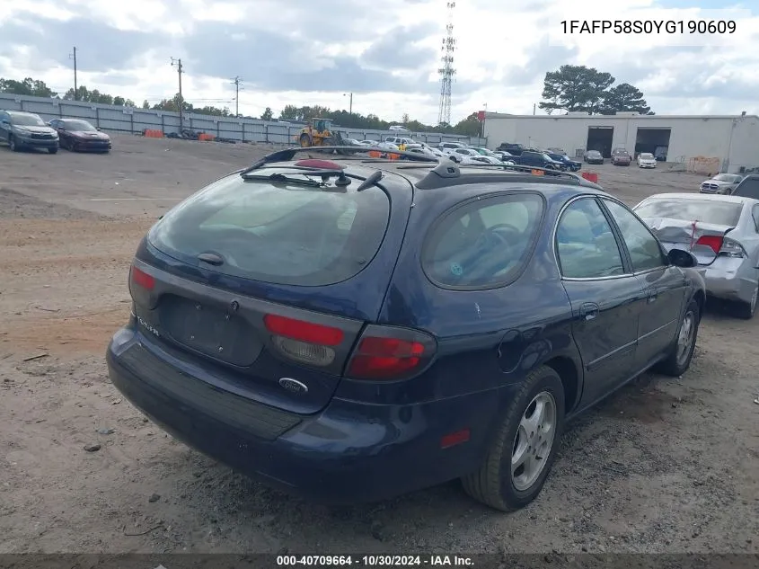 2000 Ford Taurus Se VIN: 1FAFP58S0YG190609 Lot: 40709664