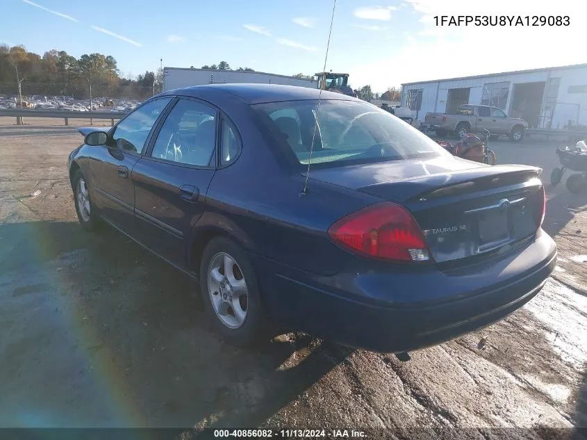 2000 Ford Taurus Se VIN: 1FAFP53U8YA129083 Lot: 40856082