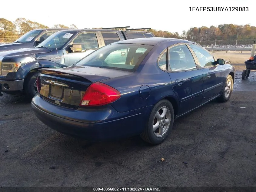 2000 Ford Taurus Se VIN: 1FAFP53U8YA129083 Lot: 40856082