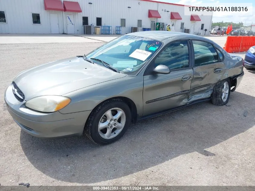 2001 Ford Taurus Se VIN: 1FAFP53U61A188316 Lot: 39452353