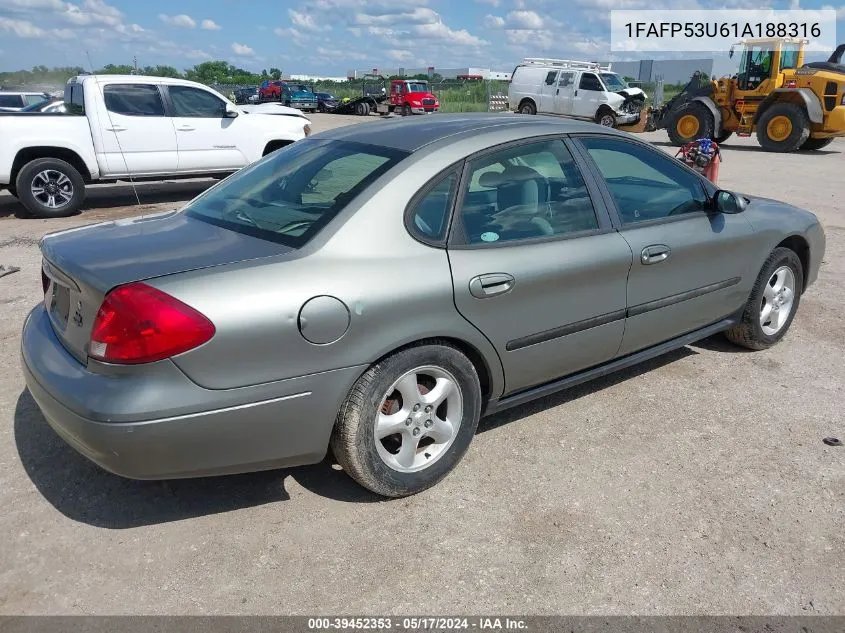 2001 Ford Taurus Se VIN: 1FAFP53U61A188316 Lot: 39452353