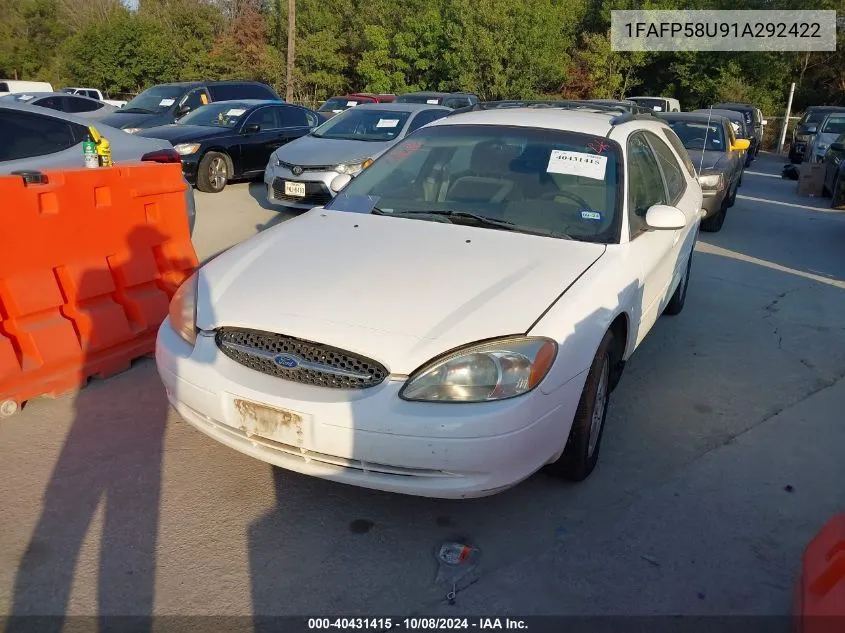 2001 Ford Taurus Se VIN: 1FAFP58U91A292422 Lot: 40431415