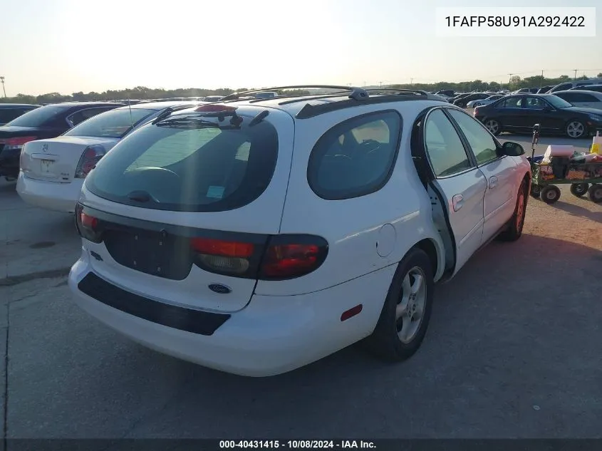 2001 Ford Taurus Se VIN: 1FAFP58U91A292422 Lot: 40431415