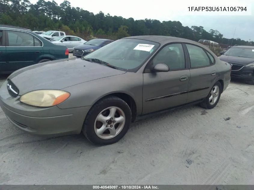 2001 Ford Taurus Se VIN: 1FAFP53U61A106794 Lot: 40545097