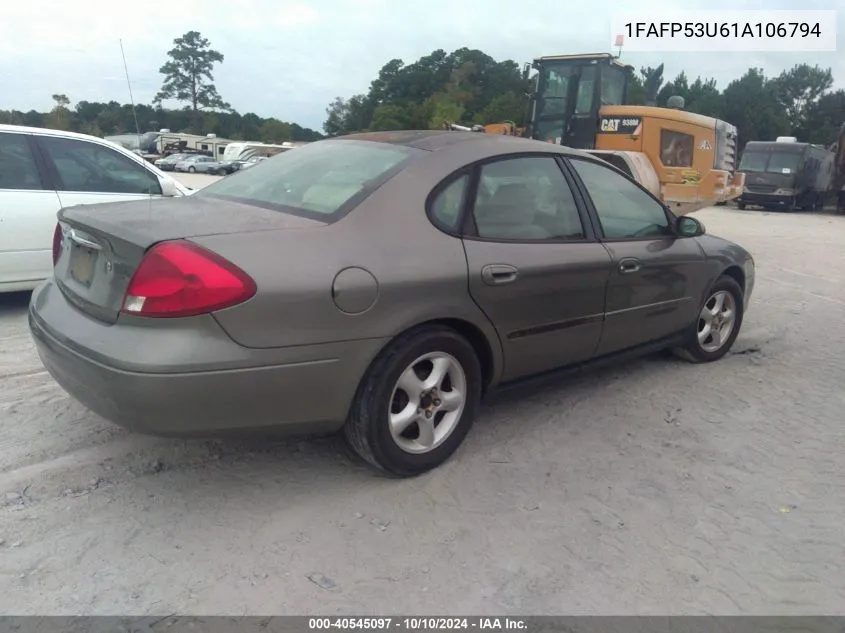 2001 Ford Taurus Se VIN: 1FAFP53U61A106794 Lot: 40545097