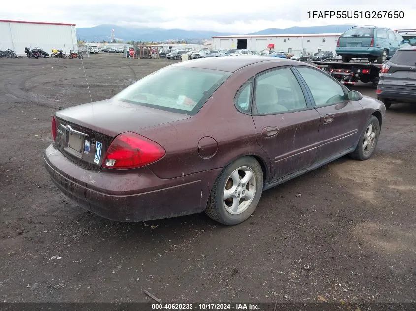 2001 Ford Taurus Ses VIN: 1FAFP55U51G267650 Lot: 40620233