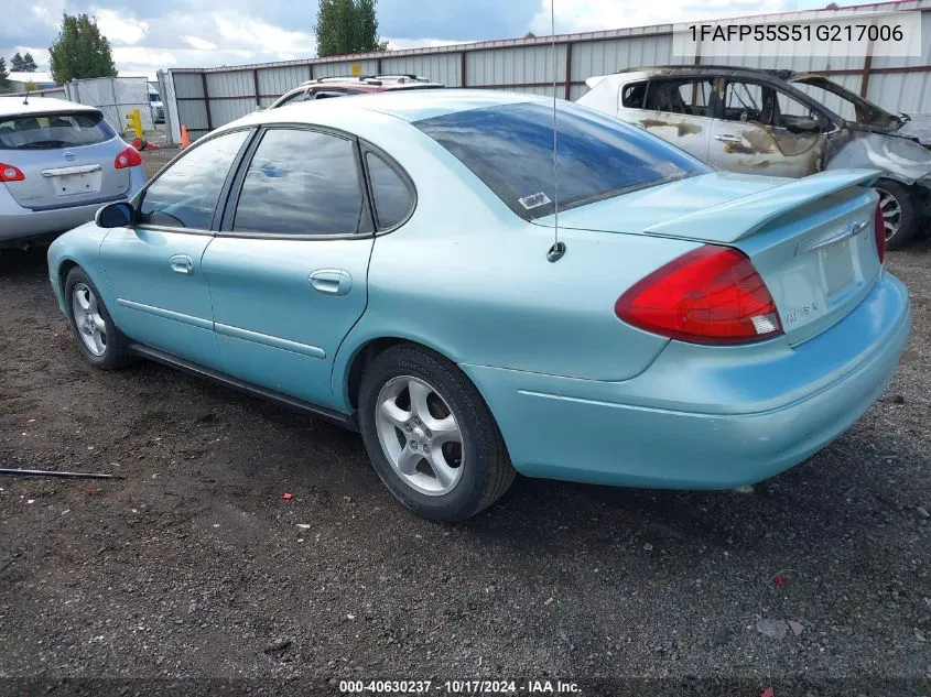 2001 Ford Taurus Ses VIN: 1FAFP55S51G217006 Lot: 40630237