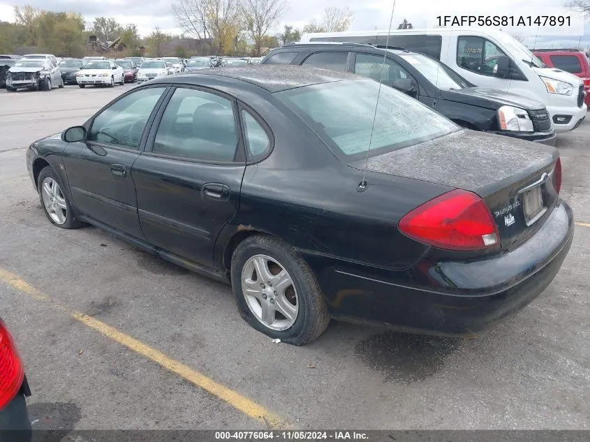 2001 Ford Taurus Sel VIN: 1FAFP56S81A147891 Lot: 40776064