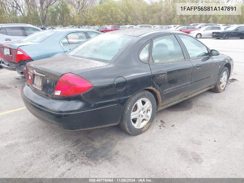 2001 Ford Taurus Sel VIN: 1FAFP56S81A147891 Lot: 40776064