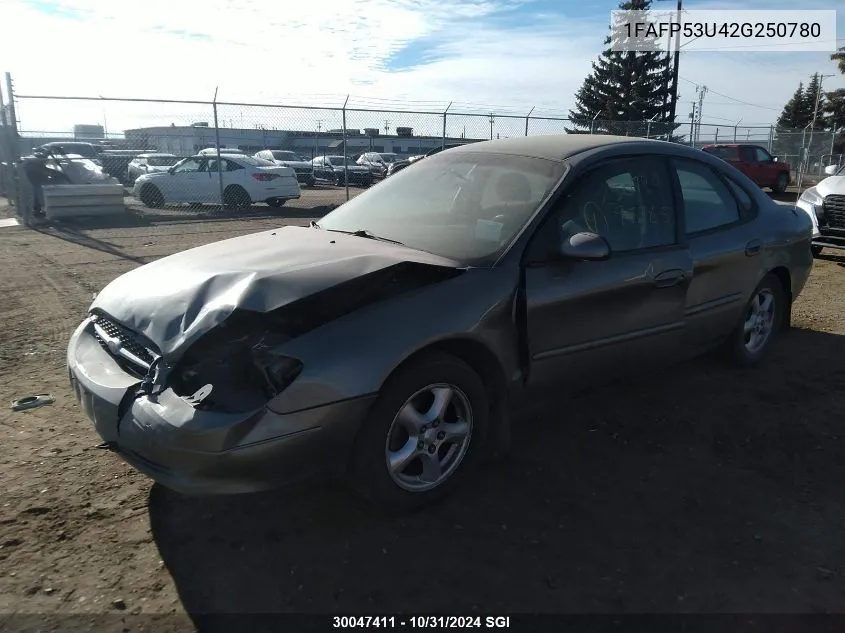 2002 Ford Taurus Se VIN: 1FAFP53U42G250780 Lot: 30047411