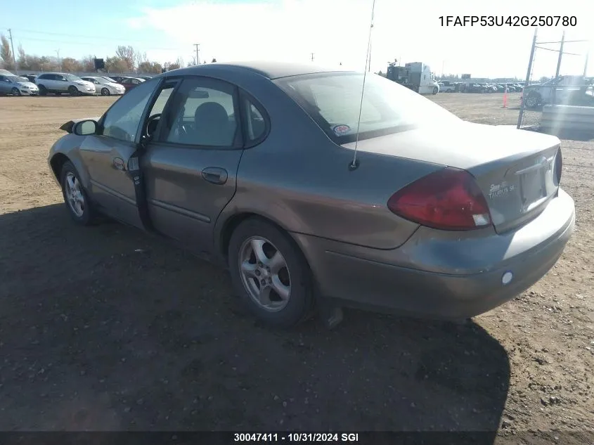 2002 Ford Taurus Se VIN: 1FAFP53U42G250780 Lot: 30047411