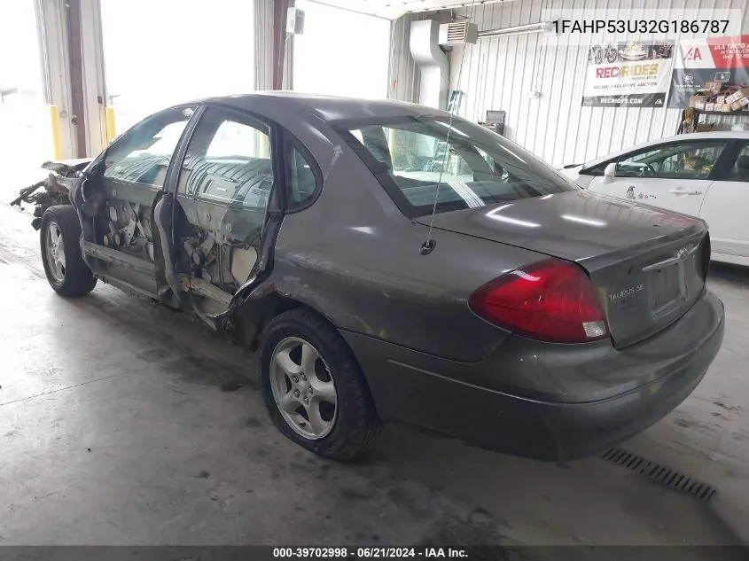 2002 Ford Taurus Se VIN: 1FAHP53U32G186787 Lot: 39702998