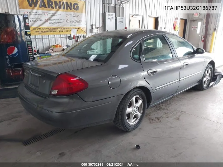 2002 Ford Taurus Se VIN: 1FAHP53U32G186787 Lot: 39702998