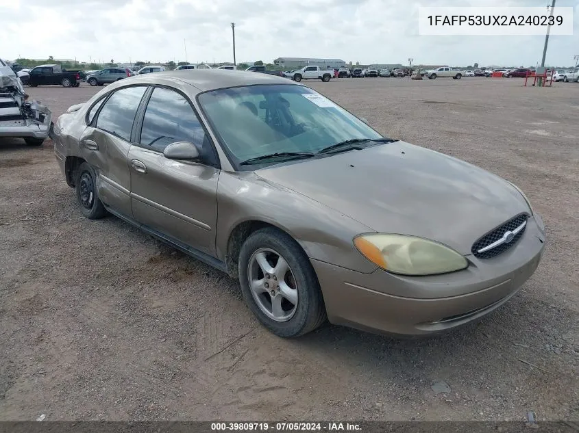 2002 Ford Taurus Se VIN: 1FAFP53UX2A240239 Lot: 39809719