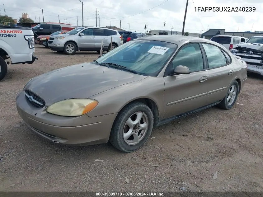 2002 Ford Taurus Se VIN: 1FAFP53UX2A240239 Lot: 39809719