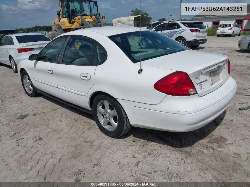 2002 Ford Taurus Se VIN: 1FAFP53U62A143281 Lot: 40291005