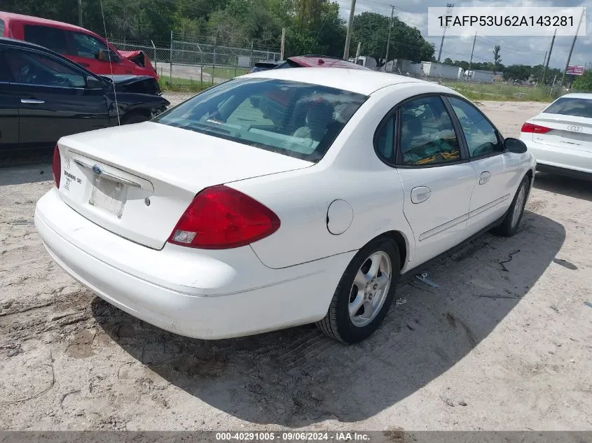 2002 Ford Taurus Se VIN: 1FAFP53U62A143281 Lot: 40291005