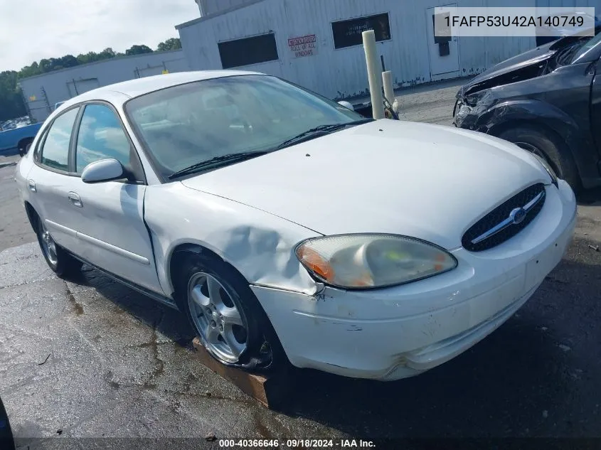 2002 Ford Taurus Se VIN: 1FAFP53U42A140749 Lot: 40366646