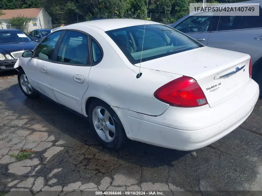 2002 Ford Taurus Se VIN: 1FAFP53U42A140749 Lot: 40366646