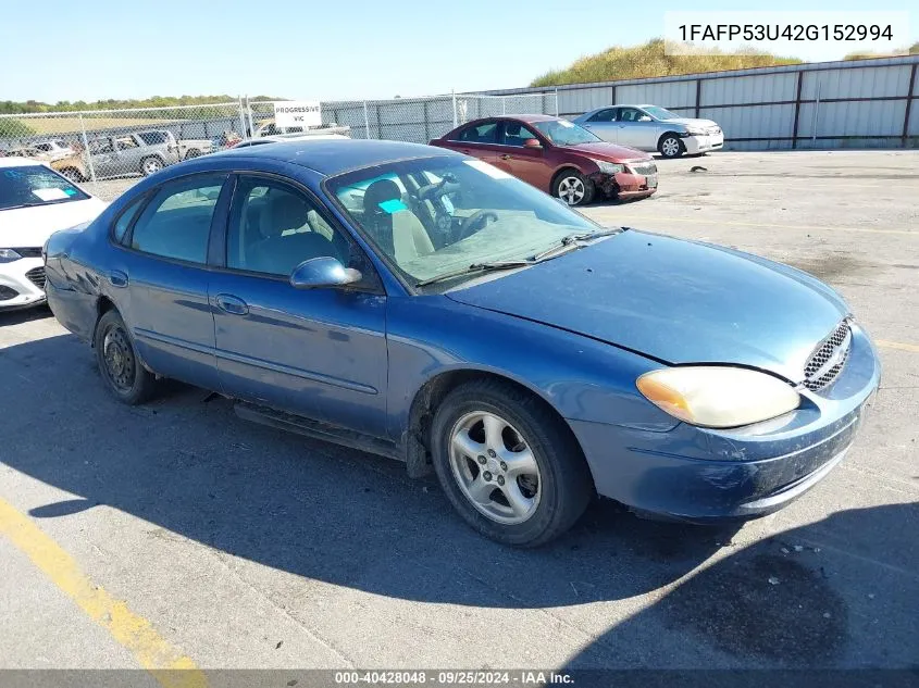 2002 Ford Taurus Se VIN: 1FAFP53U42G152994 Lot: 40428048