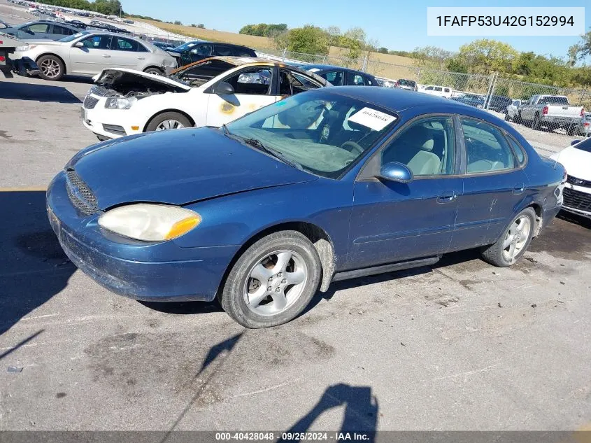 2002 Ford Taurus Se VIN: 1FAFP53U42G152994 Lot: 40428048