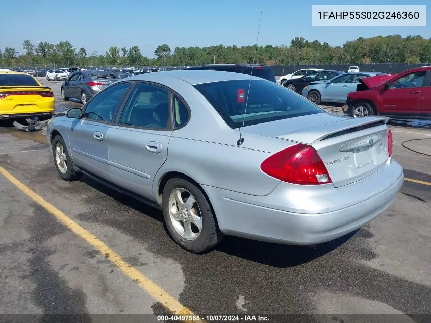 2002 Ford Taurus Ses VIN: 1FAHP55S02G246360 Lot: 40497585