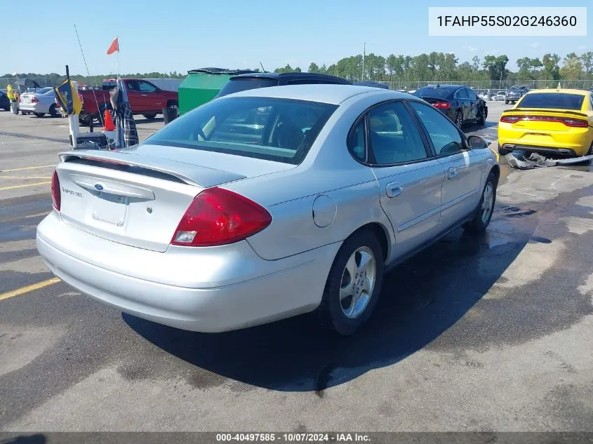 2002 Ford Taurus Ses VIN: 1FAHP55S02G246360 Lot: 40497585